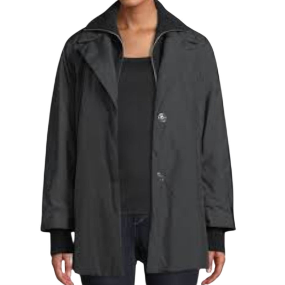 Lafayette 148 New York Arie Zip Front Parka Jacket W/ Knit Zip Out Collar